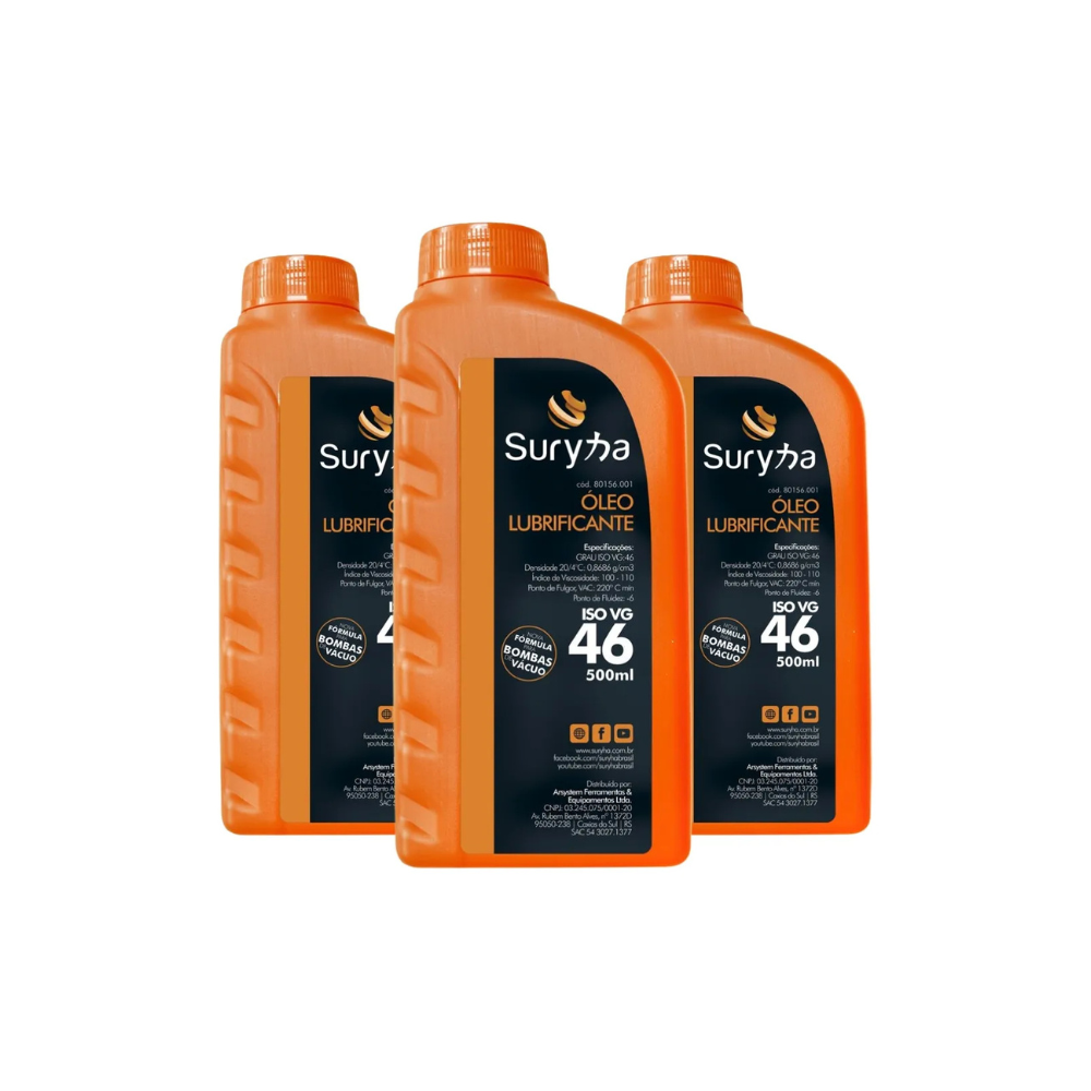 KIT 3 ÓLEOS BOMBA DE VÁCUO SURYHA MINERAL ISO VG 46 1,5 LITROS