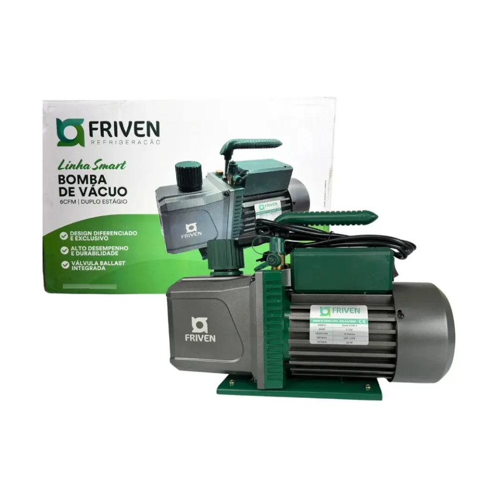 BOMBA DE VÁCUO PROFISSIONAL FRIVEN 6 CFM DUPLO ESTÁGIO BIVOLT