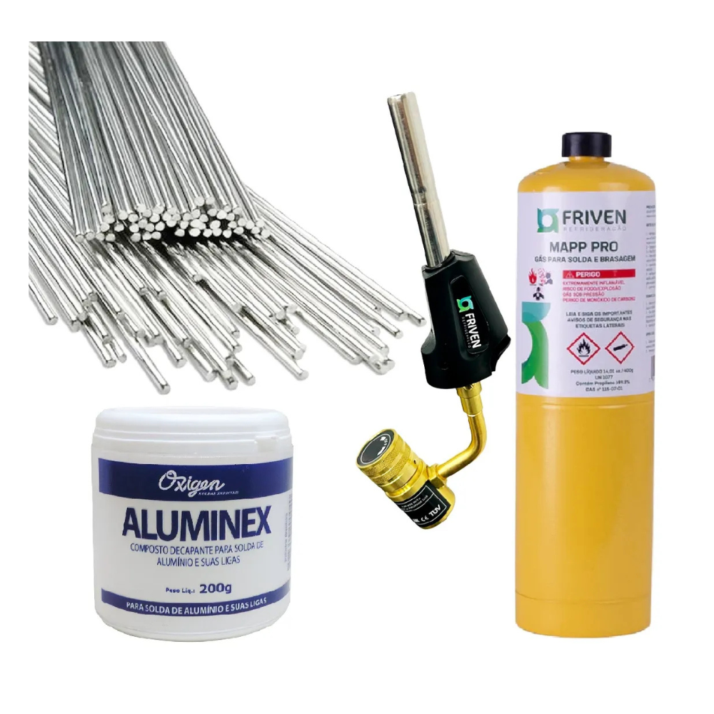 KIT SOLDA ALUMÍNIO MAÇARICO AUTOMÁTICO MAPP